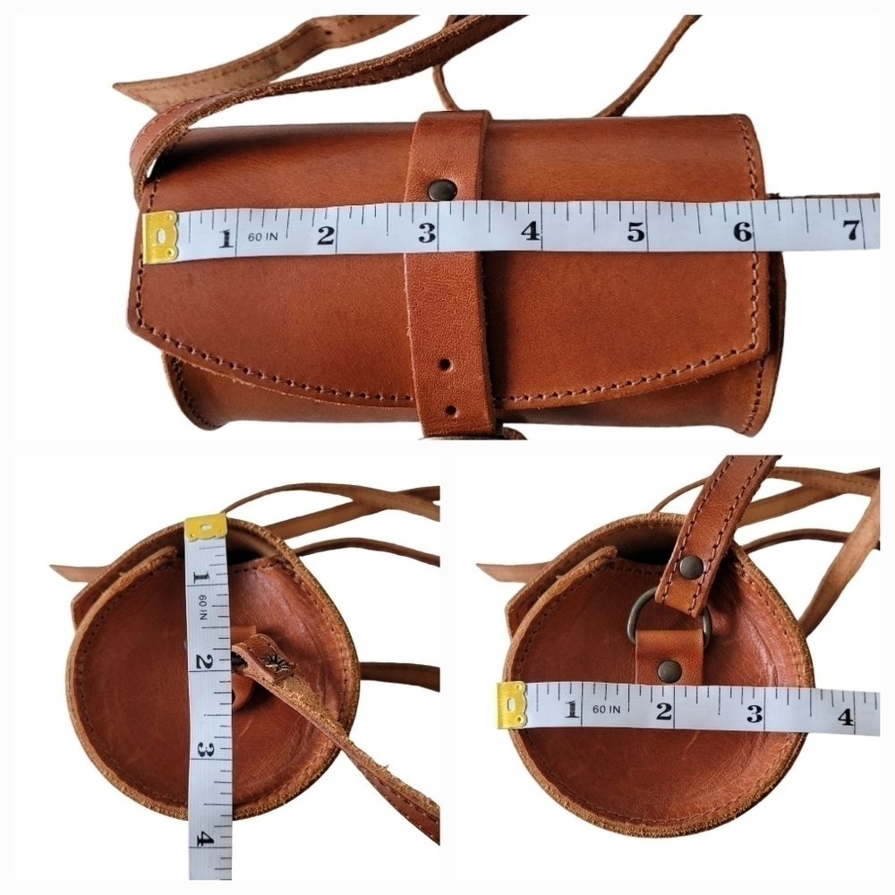 Genuine Leather Cylinder Shape Mini Crossbody Bag Handmade in Greece - Picture 15 of 15